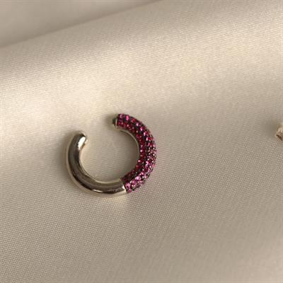 Yuvarlak Mor Zirkon Taşlı Gümüş Kıkırdak Küpe