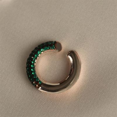 Yuvarlak Yeşil Zirkon Taşlı Gümüş Kıkırdak Küpe