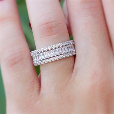 Zirkon Taşlı Baget Gümüş Yüzük