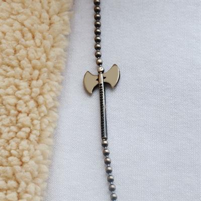 Zirkon Taşlı Balta Gümüş Erkek Kolye