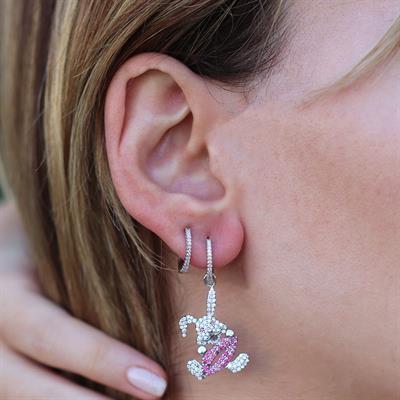 Zirkon Taşlı Bunny Gümüş Küpe