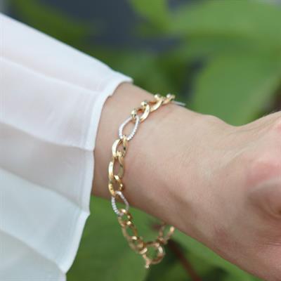 Zirkon Taşlı Geçmeli Gold Kaplama Hallow Bileklik