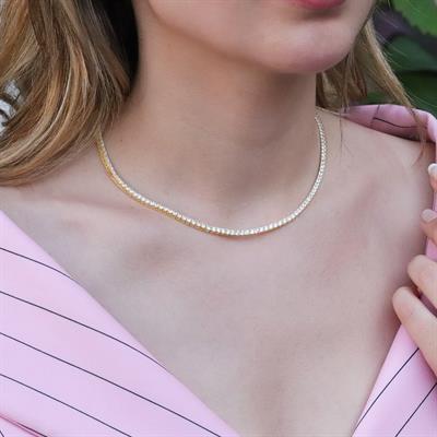 Zirkon Taşlı Gold Kaplama Su Yolu Gümüş Set