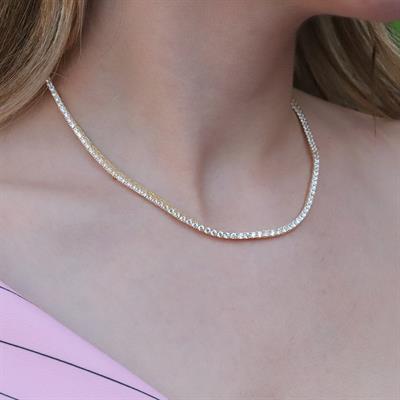 Zirkon Taşlı Gold Kaplama Su Yolu Gümüş Set