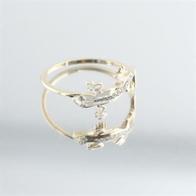 Zirkon Taşlı Gold Kaplama Timsah  Gümüş Yüzük