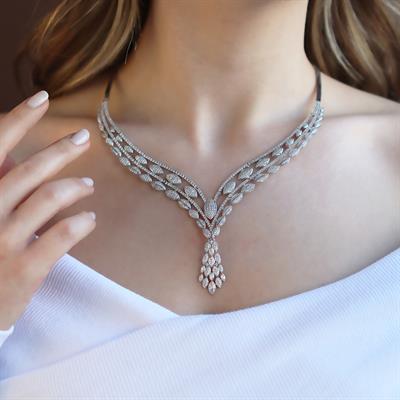 Zirkon Taşlı Gümüş Gerdanlık