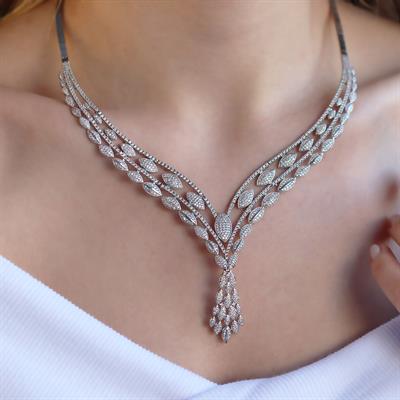 Zirkon Taşlı Gümüş Gerdanlık