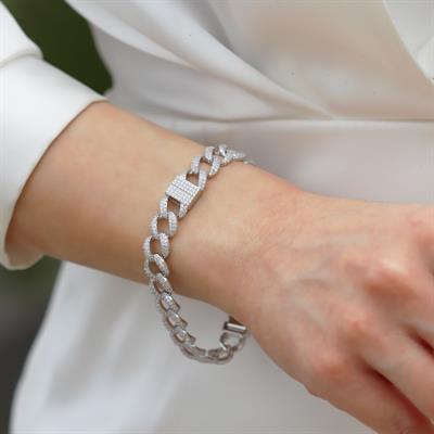 Zirkon Taşlı Gurmet Model Gümüş Bileklik