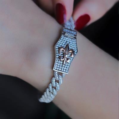 Zirkon Taşlı Gurmet Model Lale Armalı 925 Ayar Gümüş Bileklik