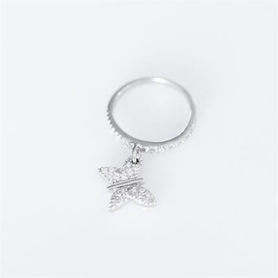 Zirkon Taşlı Hareketli  Kelebek Gümüş Yüzük