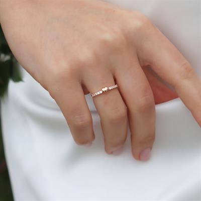 Zirkon Taşlı Kalp Minimal Gümüş Yüzük