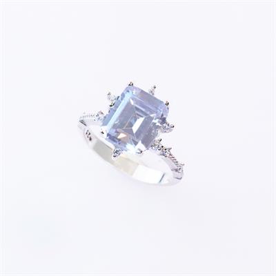 Zirkon Taşlı Kare Lotus Çiçeği Gümüş Yüzük