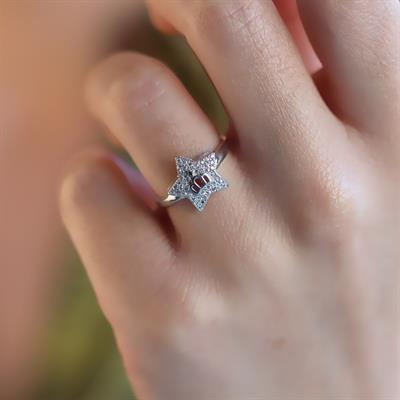 Zirkon Taşlı Kral Tacı Gümüş Yüzük