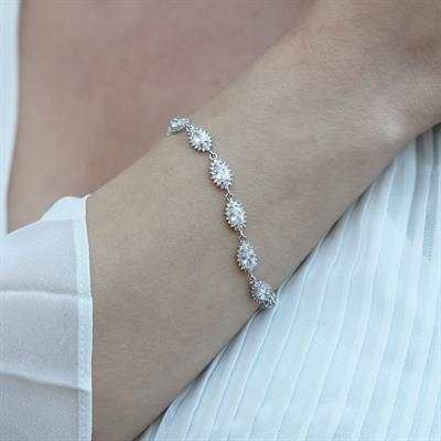 Zirkon Taşlı Mekik Modeli Gümüş Bileklik
