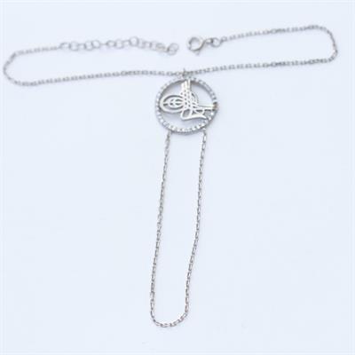 Zirkon Taşlı Osmanlı Tuğrası 925 Ayar Gümüş Şahmeran