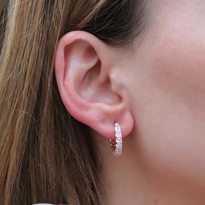 Zirkon Taşlı Rose Gold Kaplama Halka Gümüş Küpe