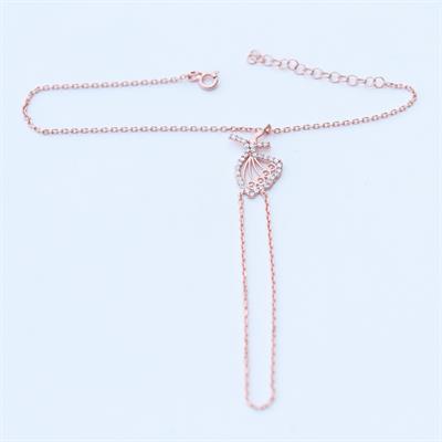 Zirkon Taşlı Rose Gold Kaplama Mevlana 925 Ayar Gümüş Şahmeran