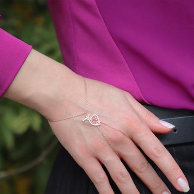 Zirkon Taşlı Rose Gold Kaplama Mevlana 925 Ayar Gümüş Şahmeran