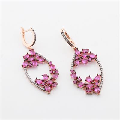 Zirkon Taşlı Rose Gold Kaplama Romantik Gümüş Küpe