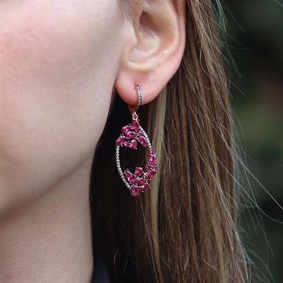 Zirkon Taşlı Rose Gold Kaplama Romantik Gümüş Küpe