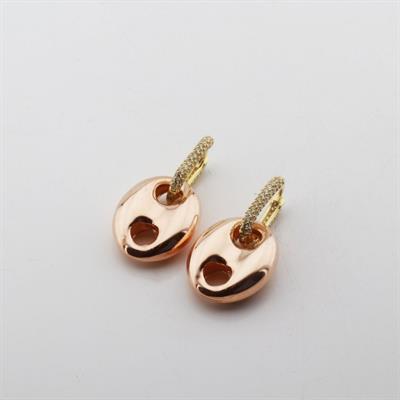 Zirkon Taşlı Rose Gold Metalik Düğme Gümüş Küpe