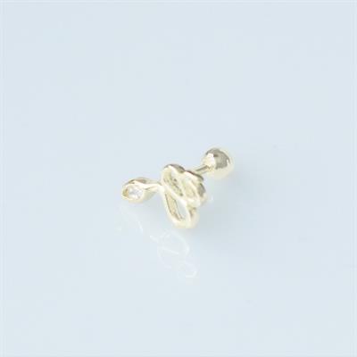 Zirkon Taşlı Serpent Modeli Gold Kaplama Gümüş Tragus