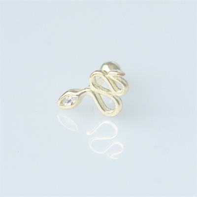 Zirkon Taşlı Serpent Modeli Gold Kaplama Gümüş Tragus