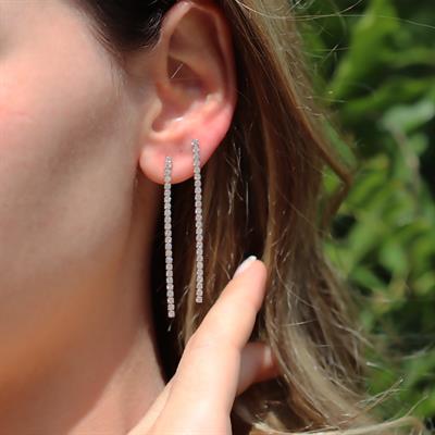 Zirkon Taşlı Su Yolu Gümüş Küpe