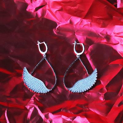 Zirkon Taşlı Wonderland Kuğu Gümüş Küpe