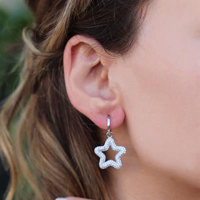 Zirkon Taşlı Yıldız Modeli Gümüş Küpe