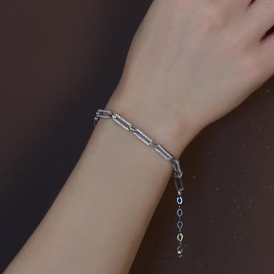 Zirkon Taşlı Zincir Modeli Gümüş Bileklik