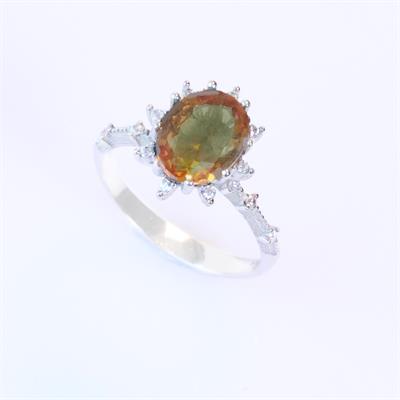 Zultanit Taşlı Elips Lotus Çiçeği Gümüş Yüzük