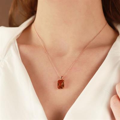 Zultanit Taşlı Emerald Kesim Rose Gold Kaplama Gümüş Set