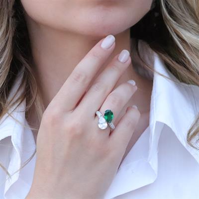 Zümrüt Taşlı Serpent Gümüş Yüzük