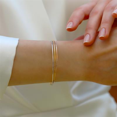 Ajda Modeli 3lü Gold Gümüş Bileklik