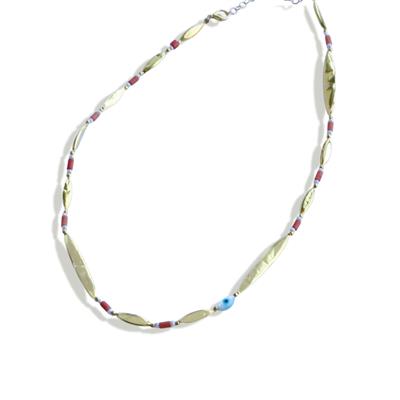 Alaçatı Mercan Taşlı Gold Gümüş Kolye 