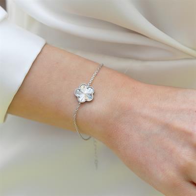 Alhmbra Çiçek Modeli Gümüş Bileklik