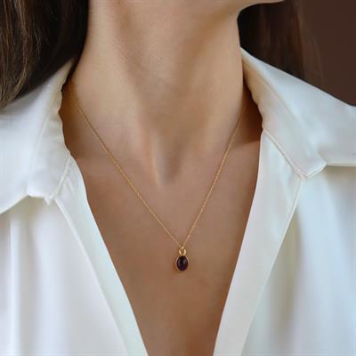 Ametist Gold Kaplama Doğaltaş Gümüş Set 