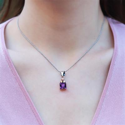 Ametist Taşlı Gümüş Otantik Kolye Küpe