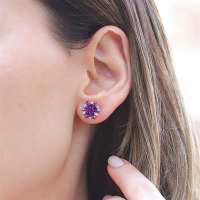 Ametist Taşlı Lotus Çiçekli Gümüş Set