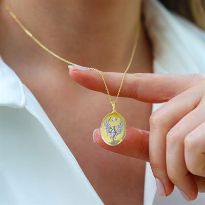 Anka Kuşu Gold Gümüş Kolye