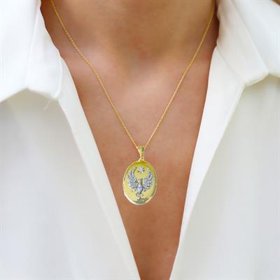 Anka Kuşu Gold Gümüş Kolye