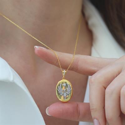 Anka Kuşu Gold Gümüş Kolye