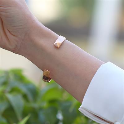 Apm Modeli Figürlü Rose Gold Şans Gümüş Kelepçe