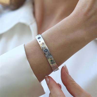 Apm Modeli Figürlü Şans Gümüş Kelepçe