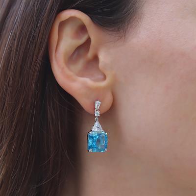 Aquamarine Kare Taşlı Gümüş Pırıltı Küpe