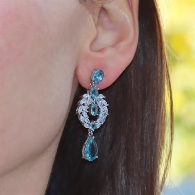 Aquamarine Taşlı Başak Modeli Gümüş Küpe