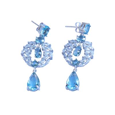 Aquamarine Taşlı Başak Modeli Gümüş Küpe