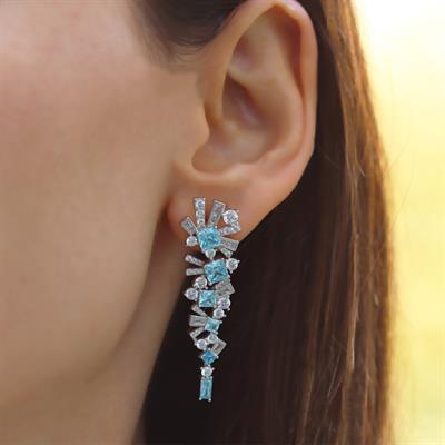 Aquamarine Taşlı Gümüş Küpe