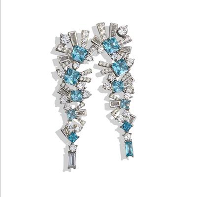 Aquamarine Taşlı Gümüş Küpe